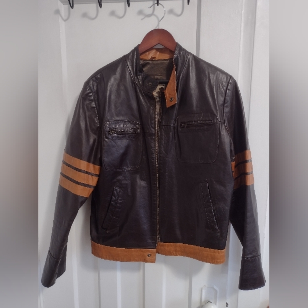 Wolverine Men's Black and Brown Leather Jacket